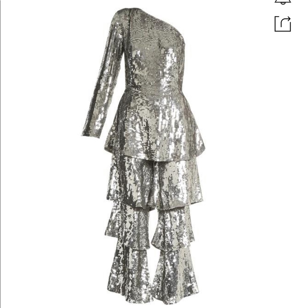 Osman silver one shoulder jumpsuit